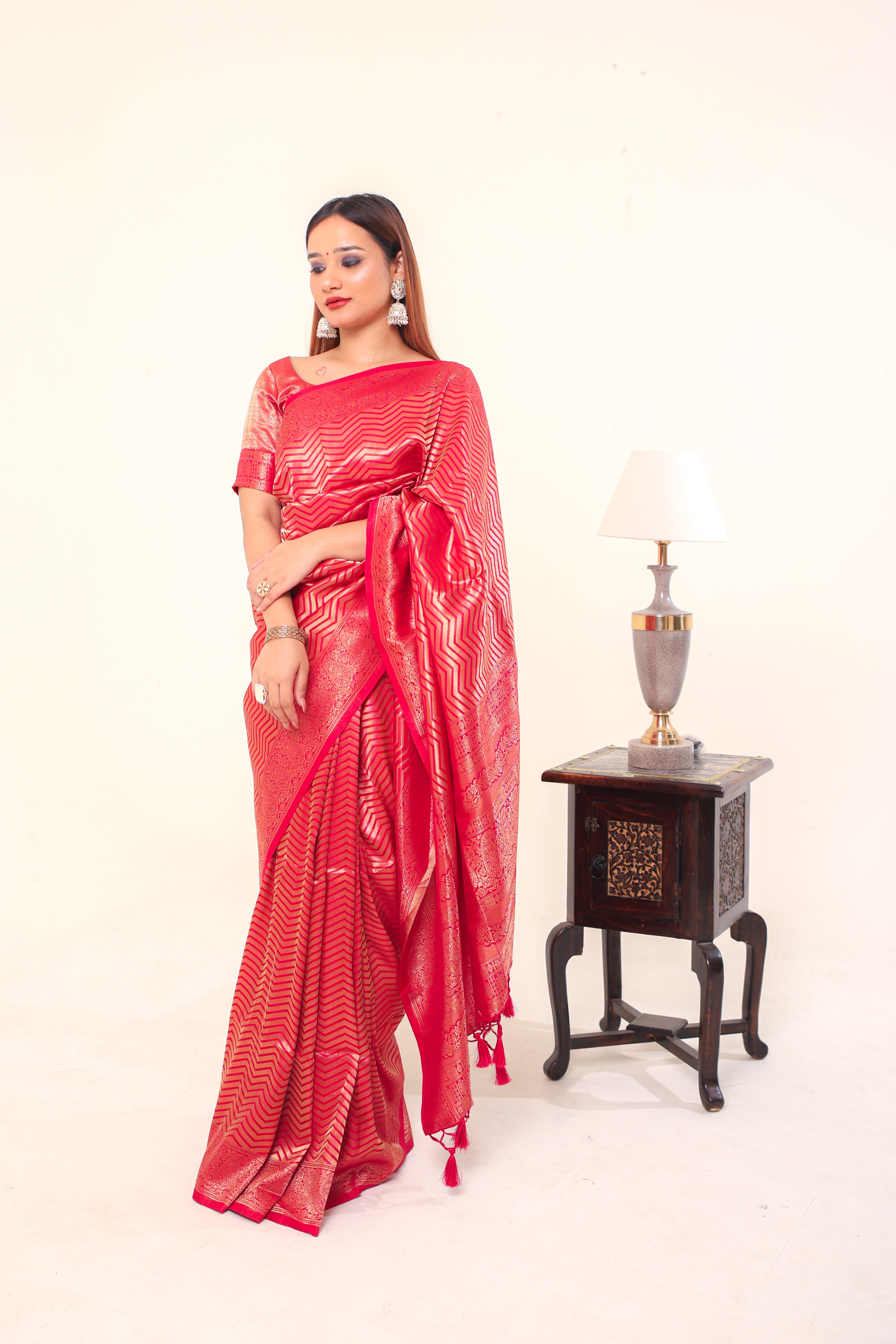 Shop Beautiful Red Silk Saree Online in USA with Heavy Zari Work – Pure  Elegance